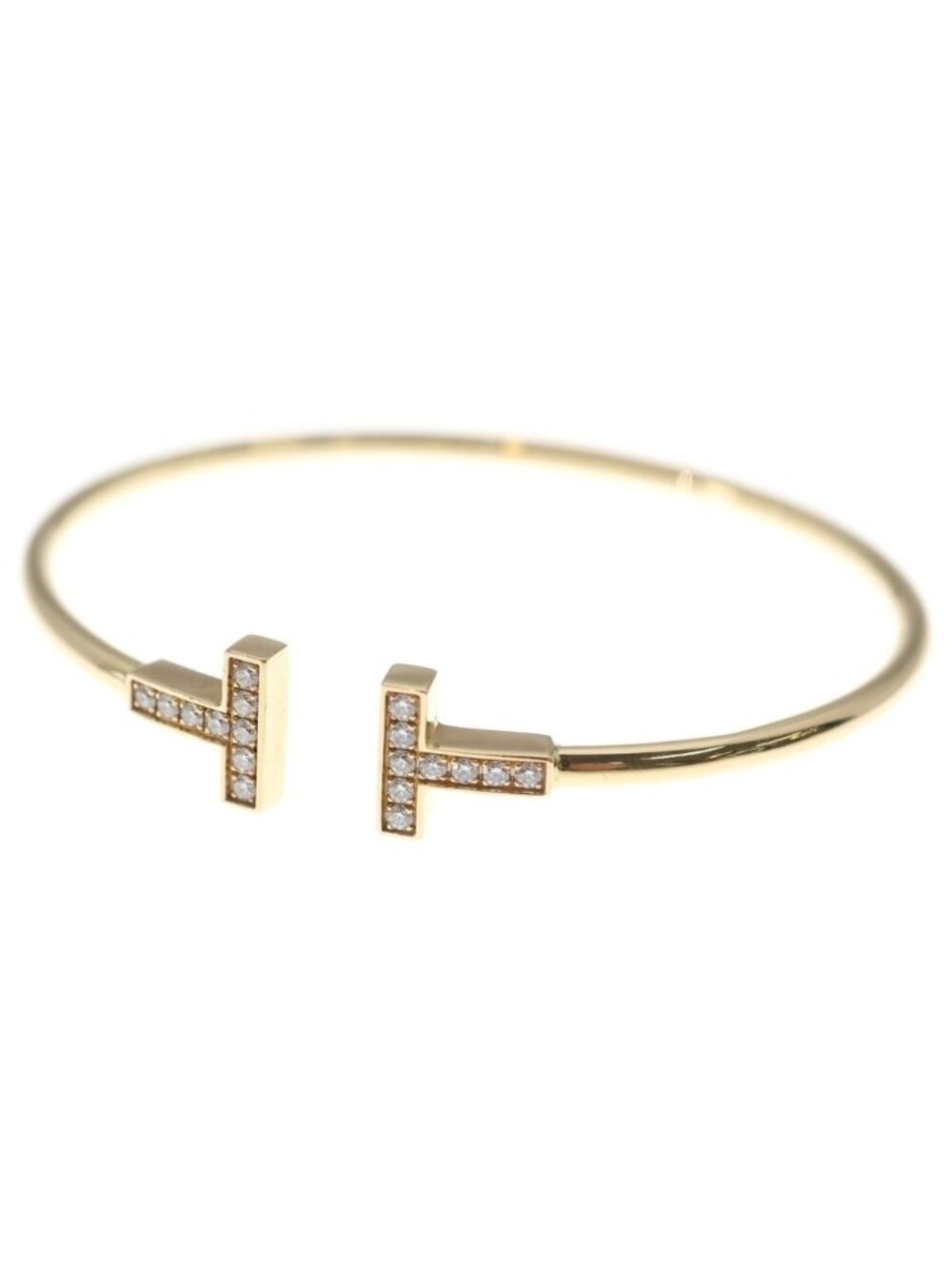 Tiffany & Co T Wire Diamond Bracelet Bangle 18k Pink Gold